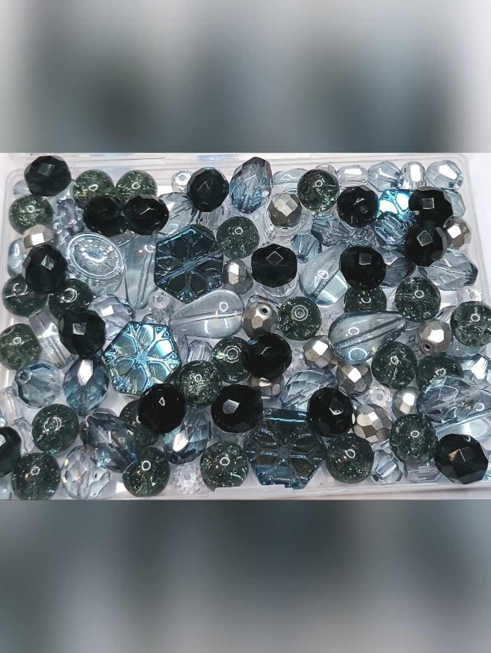 Czech glass loose Montana blue & Steel blue bead mix 100pcs